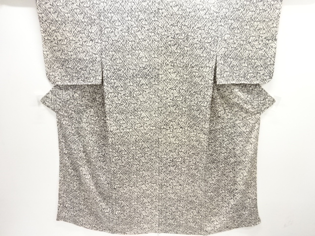 アンティーク　錦紗斜め格子に花模様着物